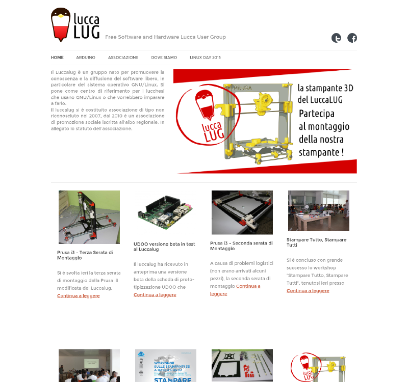 Homepage del LuccaLUG in versione WordPress, anno 2013