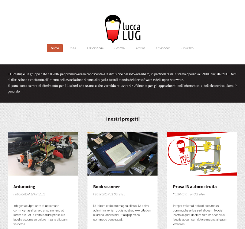Homepage del LuccaLUG in versione Jekyll/HTML5UP, anno 2017