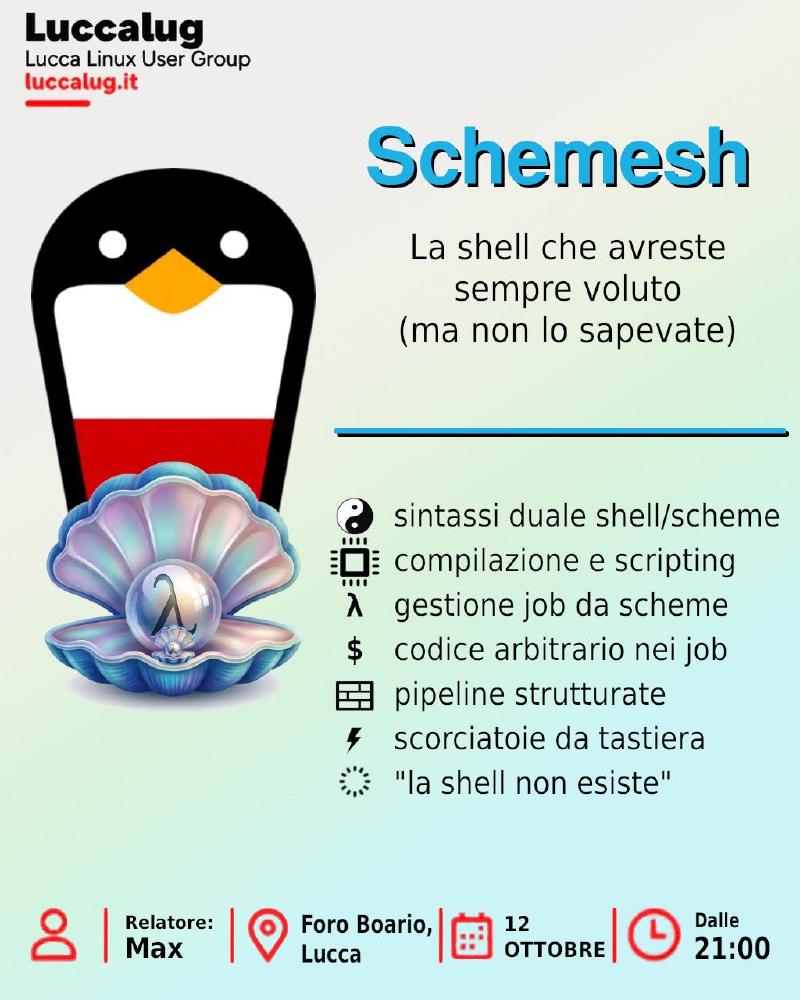 Locandina della serata Schemesh: la shell che avreste sempre voluto (ma non lo sapevate)