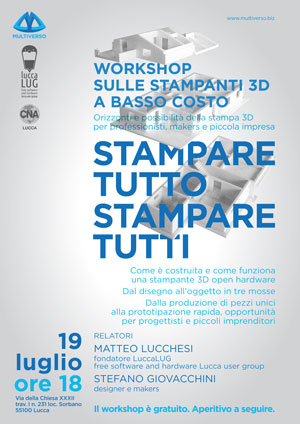 Locandina del workshop Stampare tutto stampare tutti